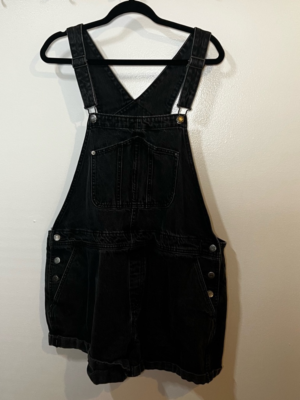 Old Navy Black Denim Short Overalls XL